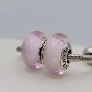 New Authentic Pandora Disney set of 2 charms Aurora signature murano